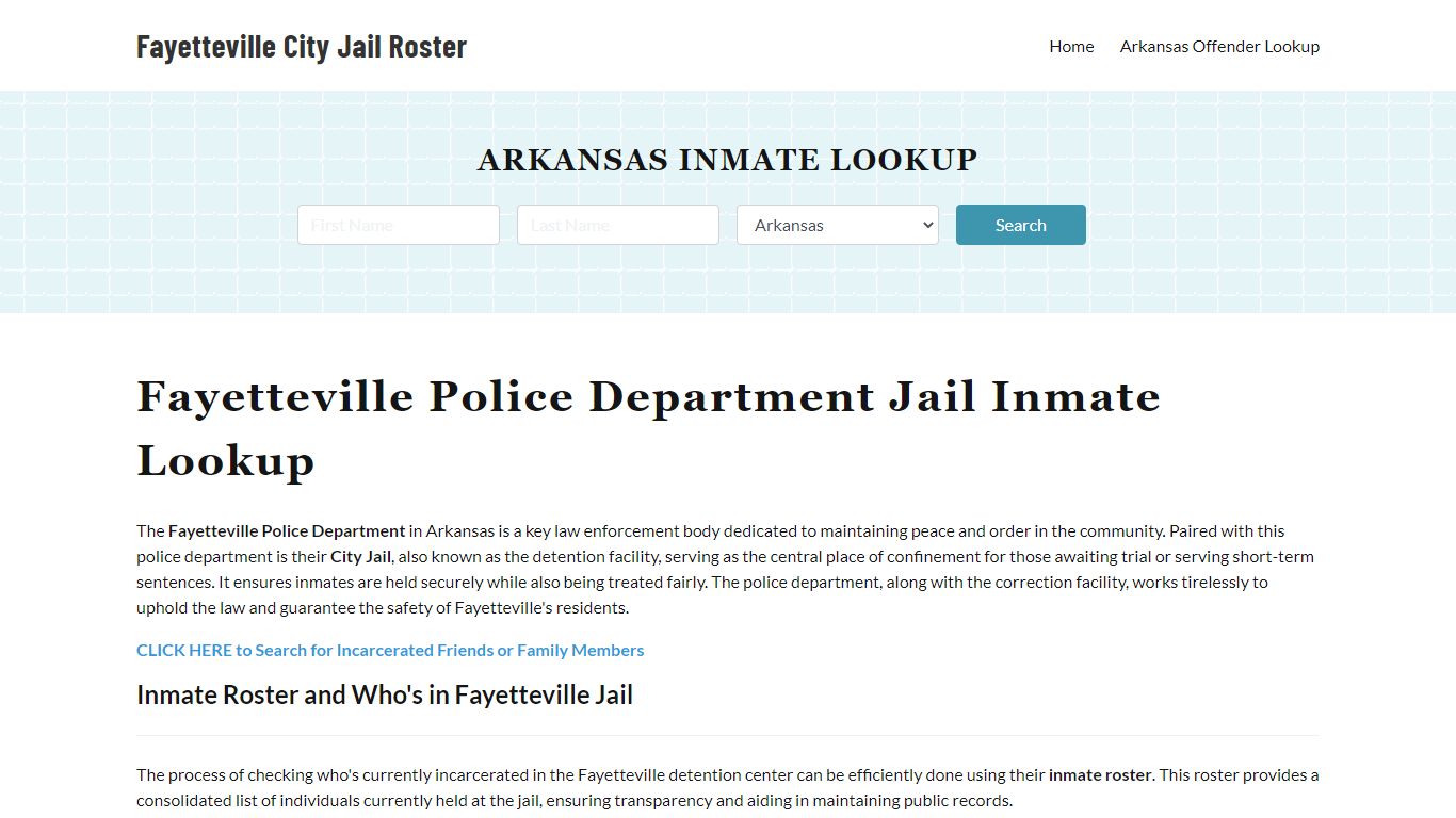 Fayetteville Police Department & City Jail, AR Inmate Roster, Arrests ...